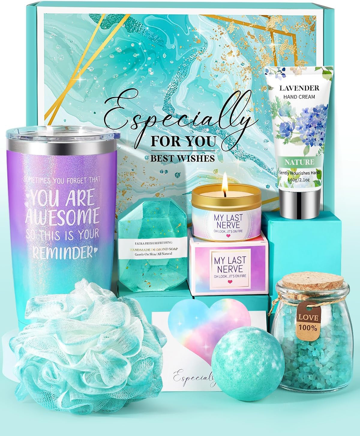 Birthday Gifts for Women, Birthday Gifts Baskets for Women, Mother'S Day Relaxing Spa Gift Baskets Self Care Package, Birthday Gift Box Ideas for Her Mom Wife Sister Female Friends Coworker Employee