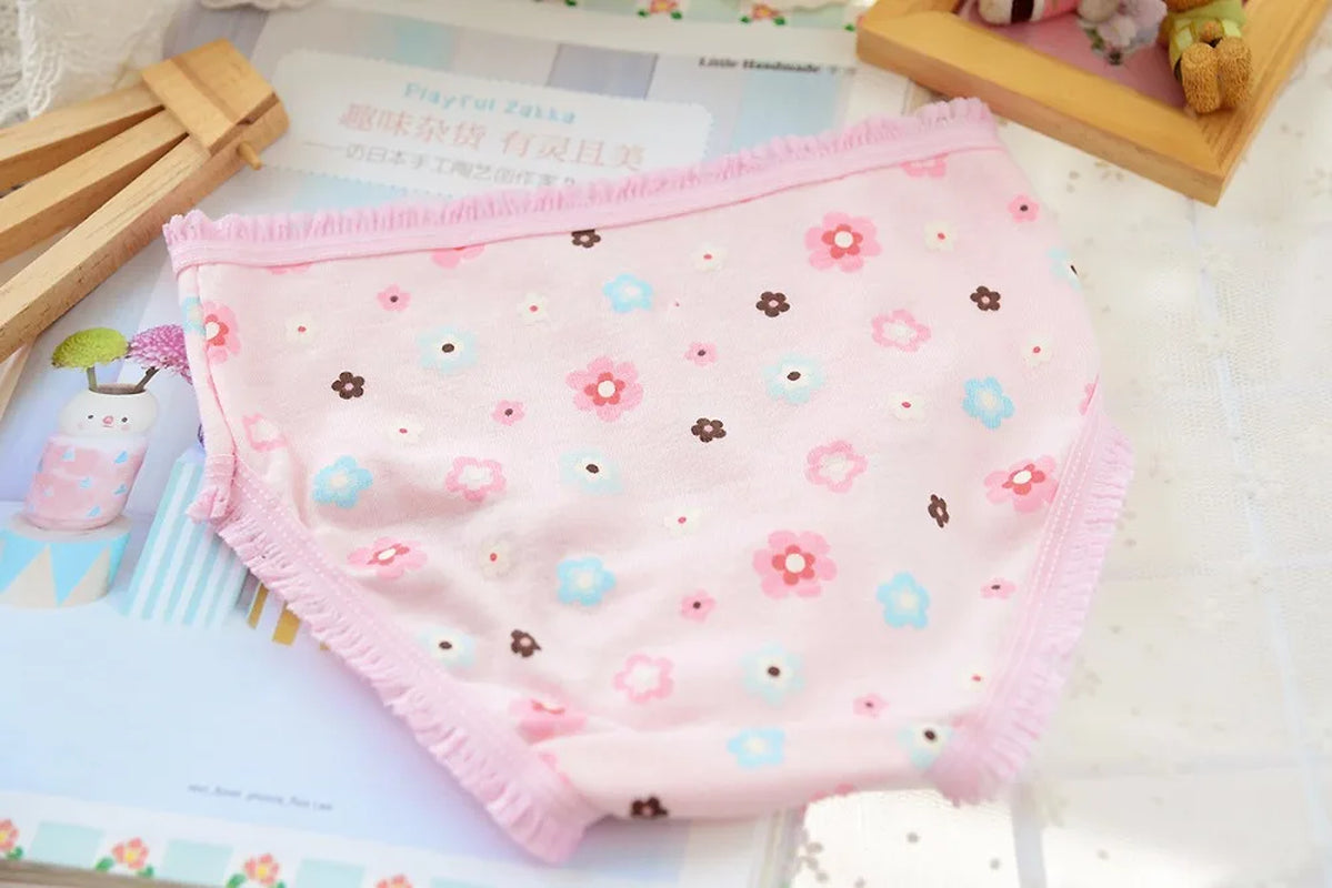 Wholesale(10Pcs/Lot) Cartoon Design Underwear for Children Kid, 100% Cotton Girls Shorts Underpants Knickers, 2 4 6 8 10 Years