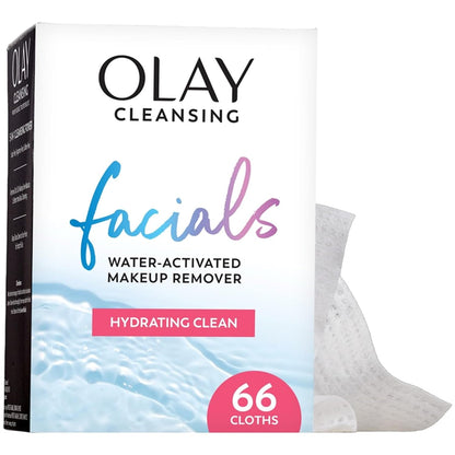 Makeup Remover Wipes, Daily Facials Hydrating Face Cleanser for Normal to Dry Skin, Alcohol & Fragrance Free, Soft Face Wash Towels, Travel Essentials for Women, Convenient Dry Cloths, 66 Ct