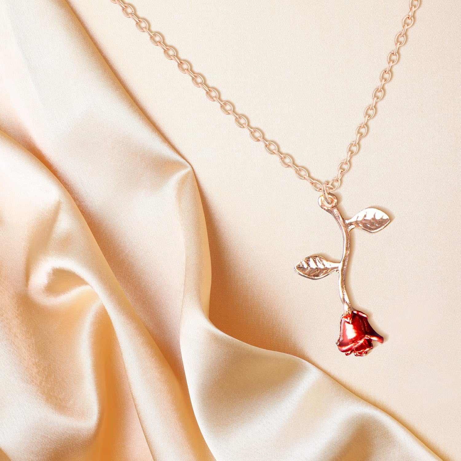 Rose Gold Necklace for Women – Dainty Flower Pendant Necklace, Gold Necklace for Women Jewelry, Minimalist Aesthetic Cute Necklace Gift for Girlfriend Wife Mom