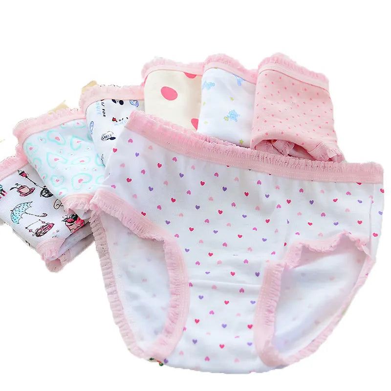 Wholesale(10Pcs/Lot) Cartoon Design Underwear for Children Kid, 100% Cotton Girls Shorts Underpants Knickers, 2 4 6 8 10 Years