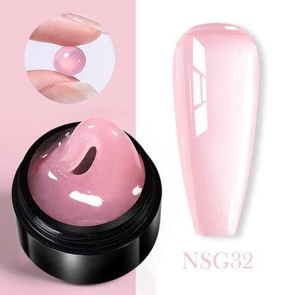30Ml Glitter Pink Hard Jelly Nail Extension Gel Nail Polish Milky White Clear Color Soak off UV Construction Gel