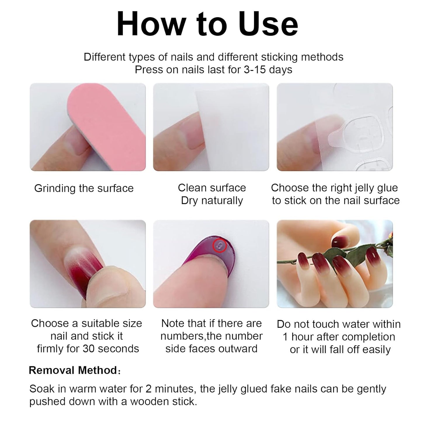 24 Pcs Pink Press on Nails Medium Square -  Winter Fake Nails Press Ons French Nail Art Tips Glue on Nails Full Cover False Nails with Charms Pentagram Design Stick on Nails Acrylic Nail Kit