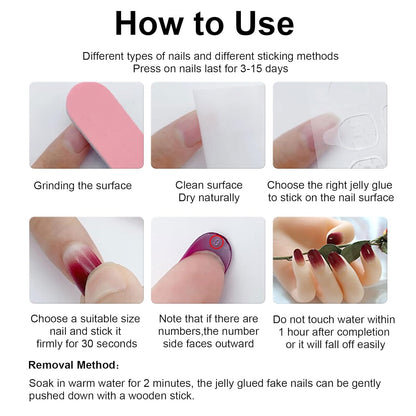 24 Pcs Pink Press on Nails Medium Square -  Winter Fake Nails Press Ons French Nail Art Tips Glue on Nails Full Cover False Nails with Charms Pentagram Design Stick on Nails Acrylic Nail Kit